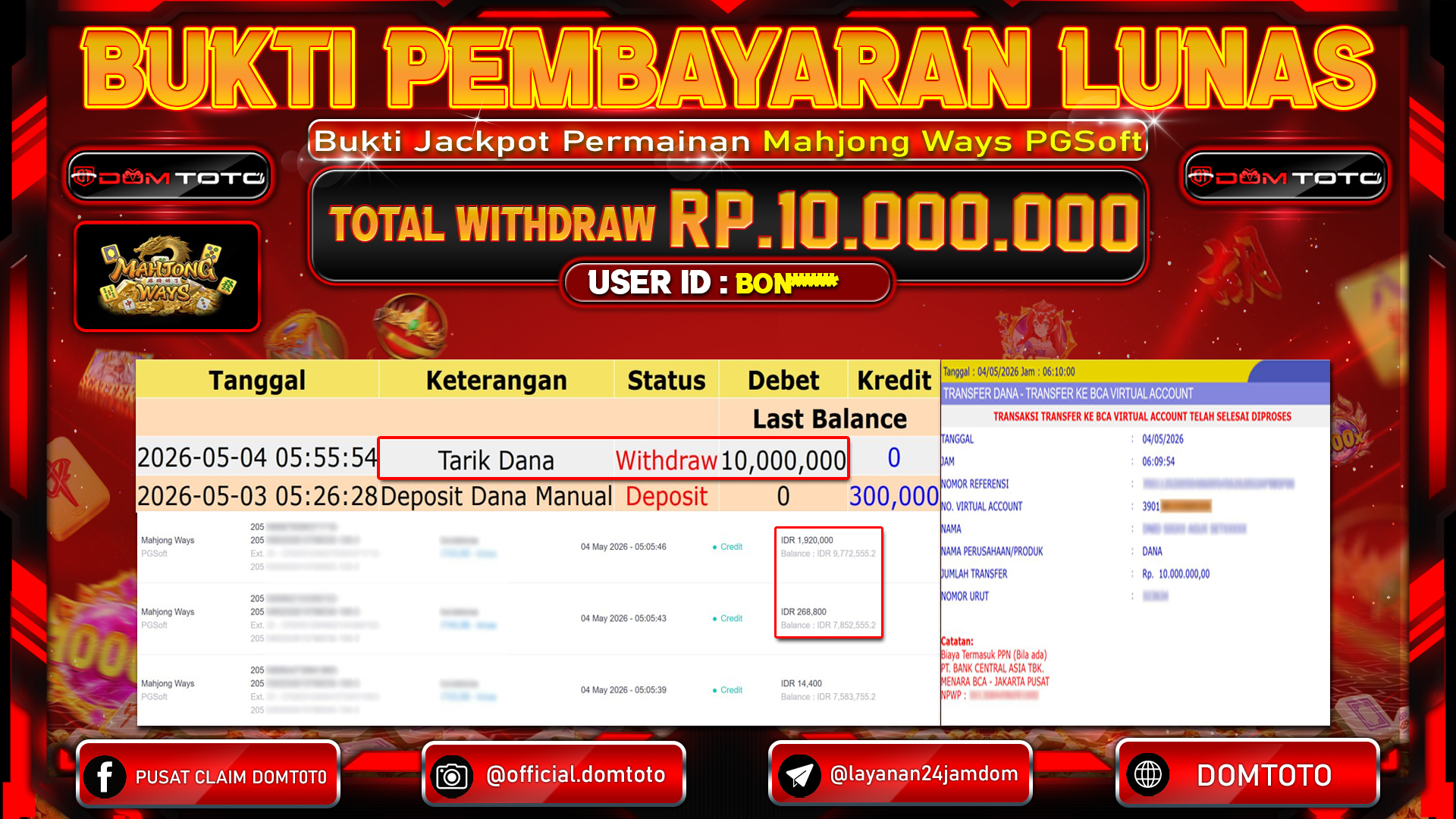 JACKPOT SLOT Mahjong Ways PGSoft 04 MAY 2026
